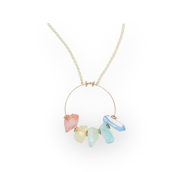 new SOTM Jewels 𑁍 Chakra Crystals Spiritual Statement Pendant Necklace 𑁍 Gold - Picture 15 of 17